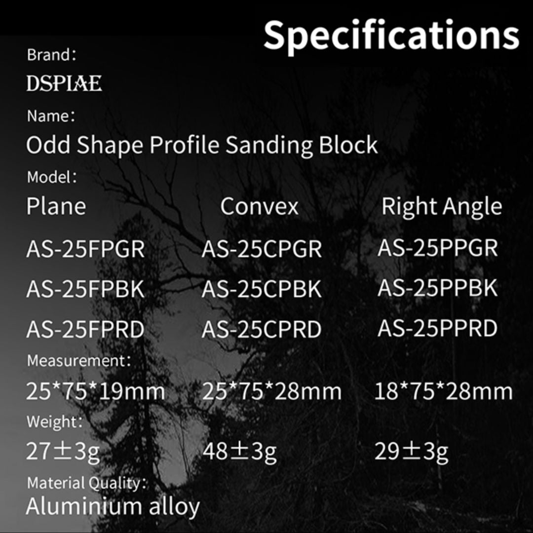 DSPIAE AS-25FPBK Flat Sandpaper Holder Black