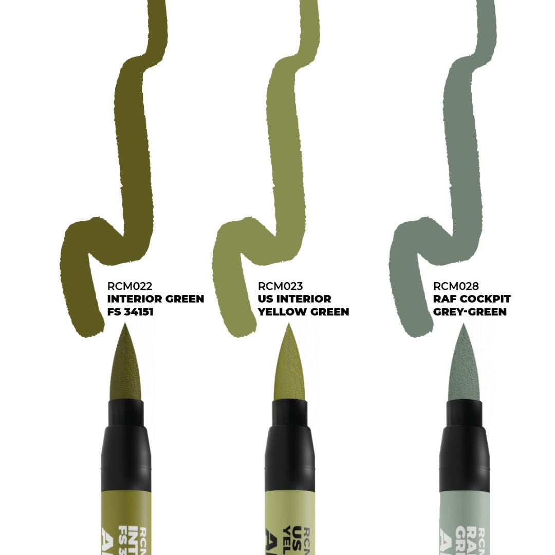 AK Interactive Real Colors Markers Set RCM109 - WWII Allied Aircraft Cockpit Colors