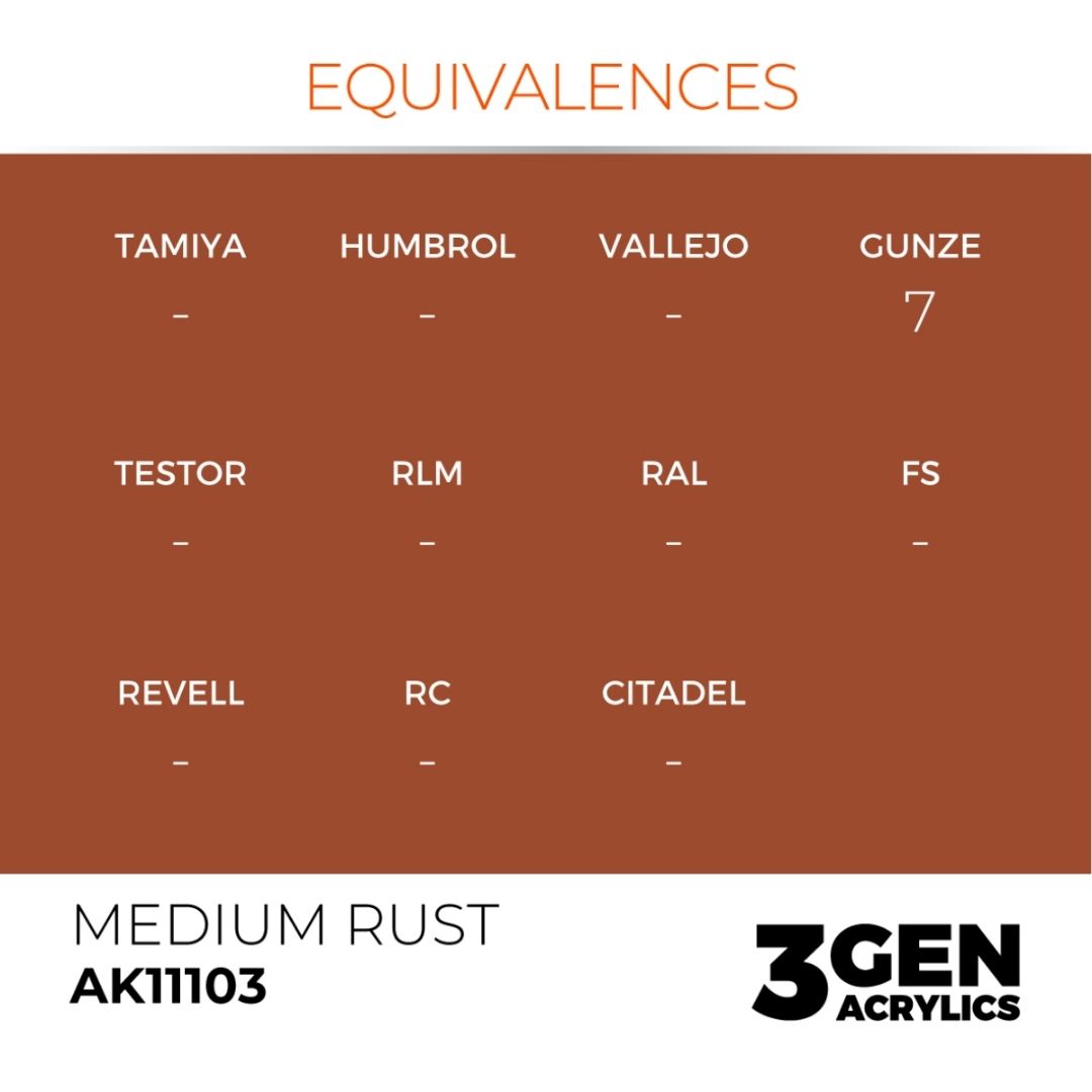 AK Interactive 3 Gen Acrylics AK11103 Medium Rust 17ml