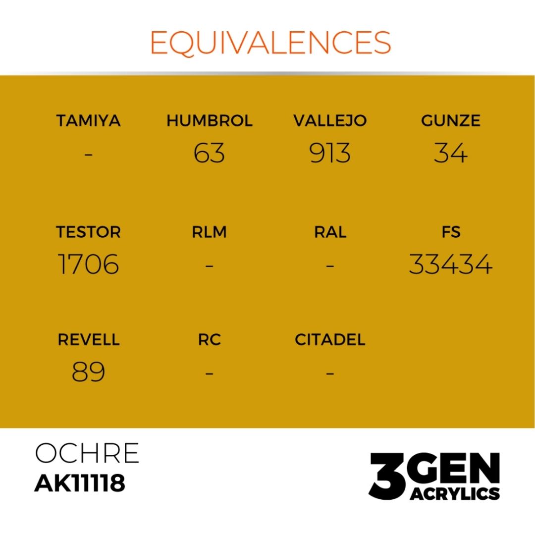 AK Interactive 3 Gen Acrylics AK11118 Ocher 17ml