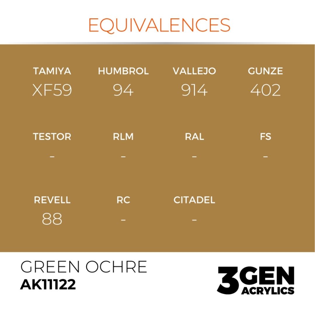 AK Interactive 3 Gen Acrylics AK11122 Green Ocher 17ml