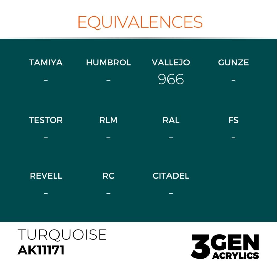 AK Interactive 3 Gen Acrylics AK11171 Turquoise 17ml