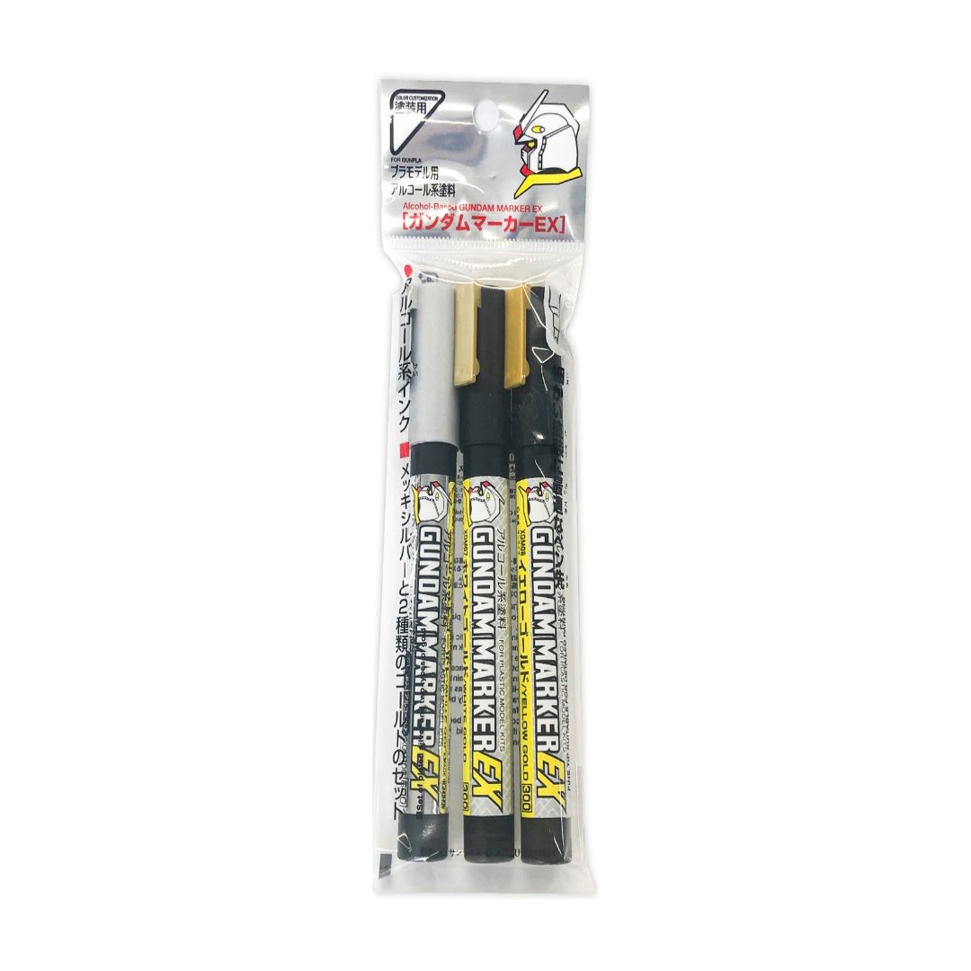 Mr Hobby Gundam Marker XGMS100  EX Plated Silver & Gold