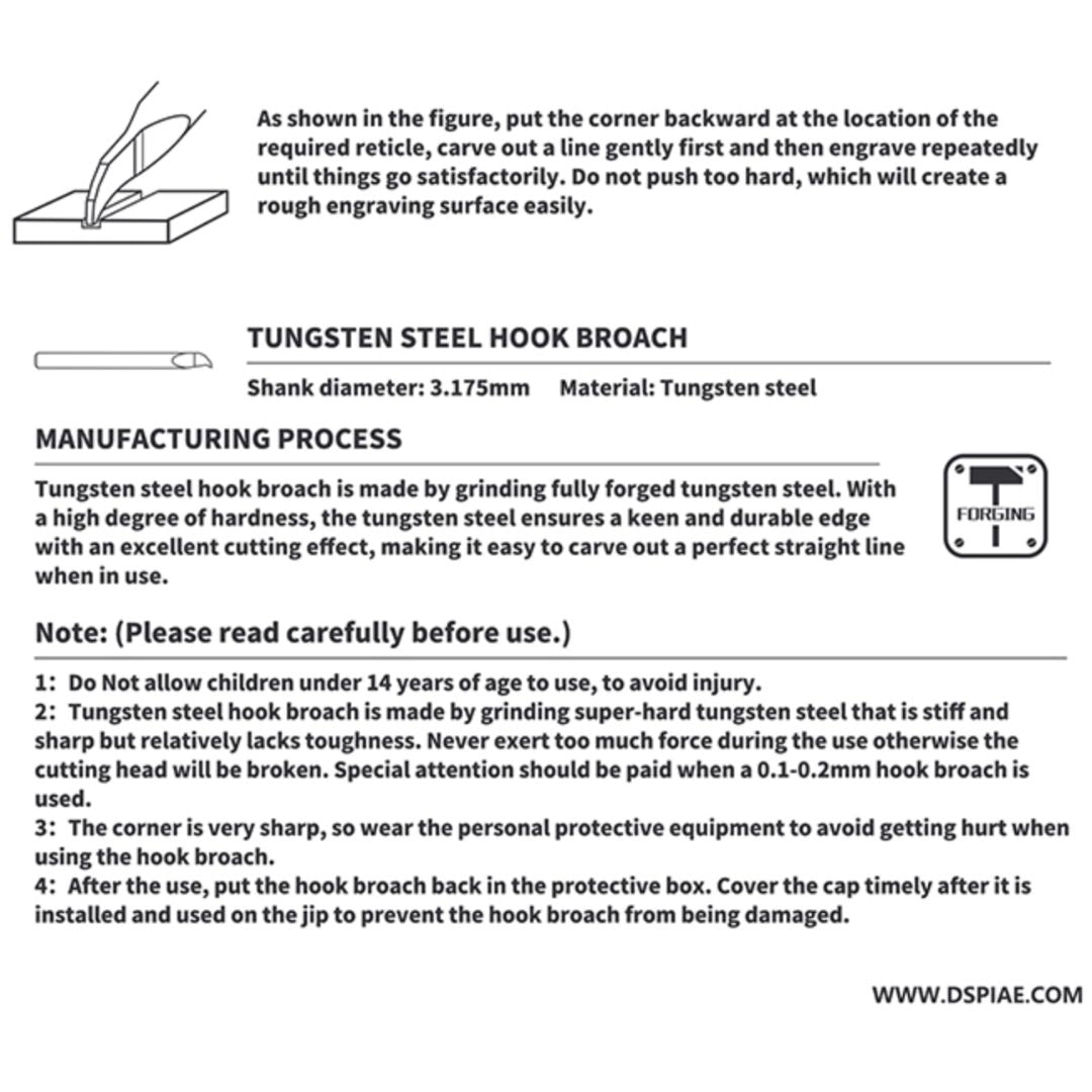 DSPIAE HC-02 TUNGSTEN Hook Broach  0.2