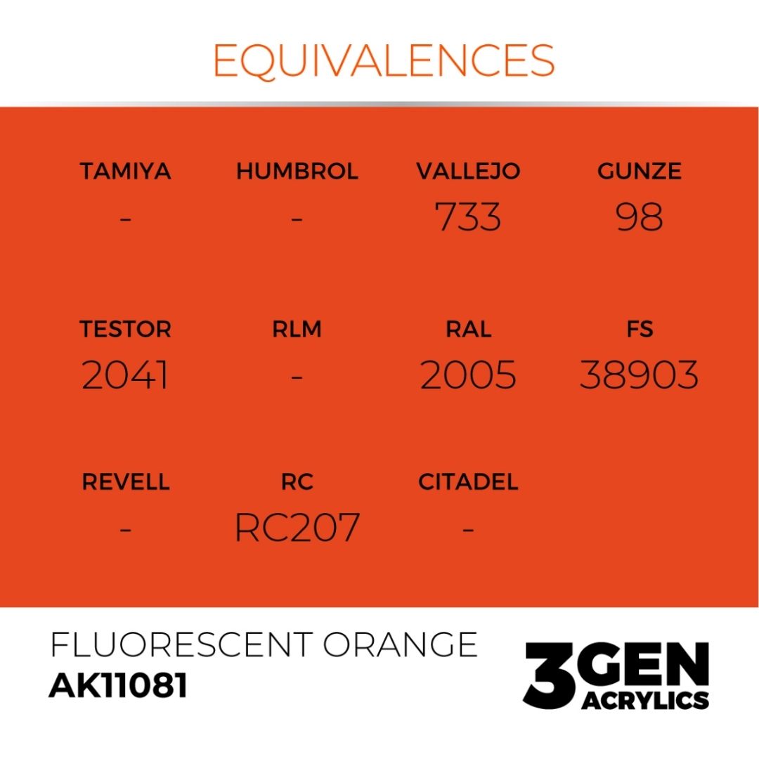 AK Interactive 3 Gen Acrylics AK11081 Fluorescent Orange 17ml
