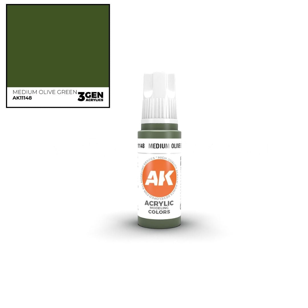 AK Interactive 3 Gen Acrylics AK11148 Medium Olive Green 17ml