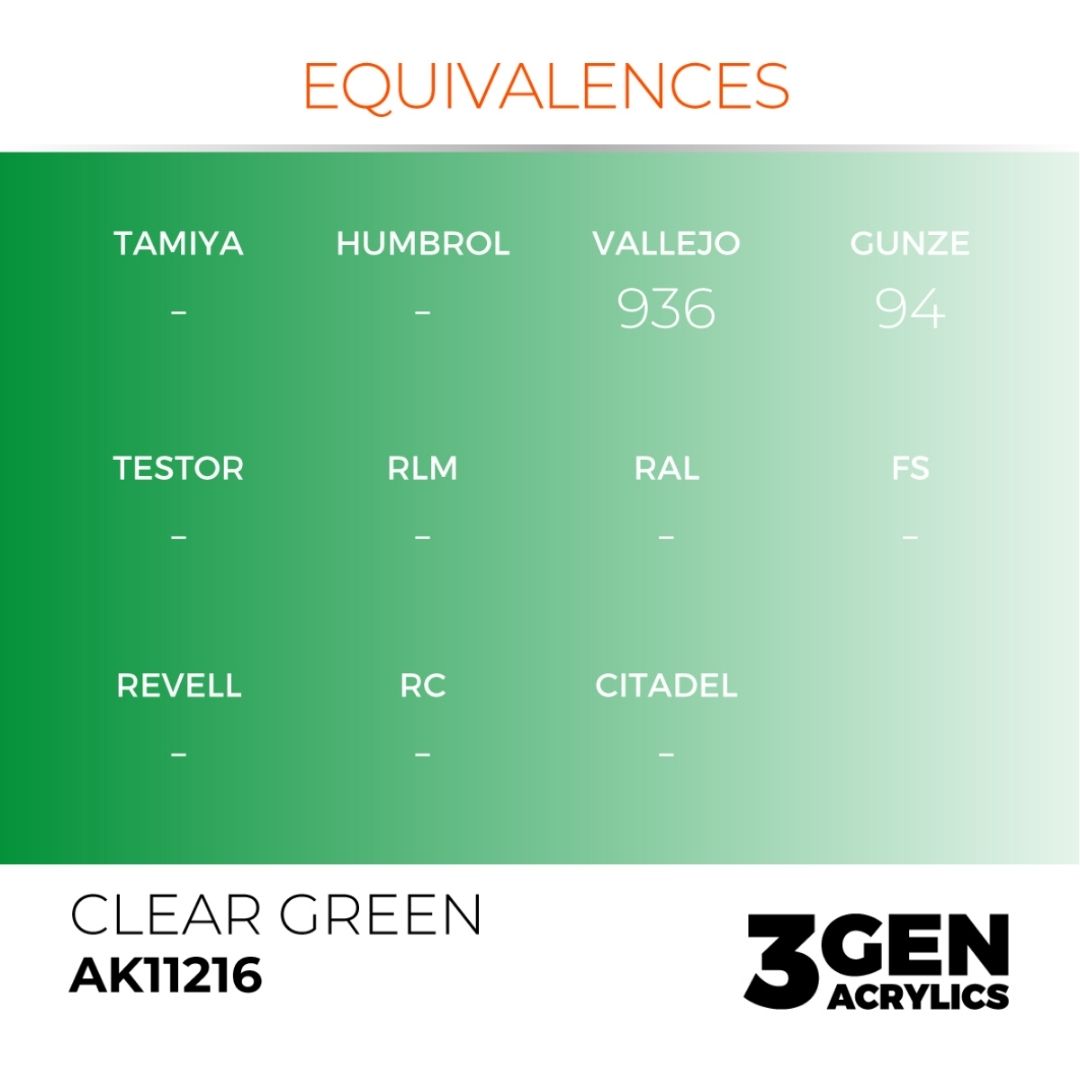 AK Interactive 3 Gen Acrylics AK11216 Clear Green 17ml