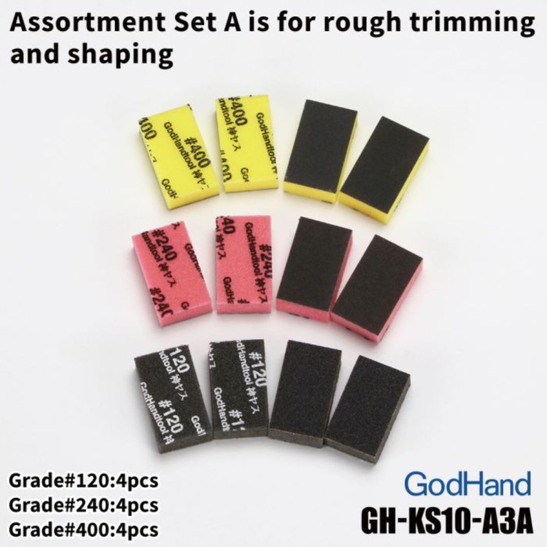 GodHand KS10-A3A Kamiyasu Sanding Stick 10mm Assortment Set A